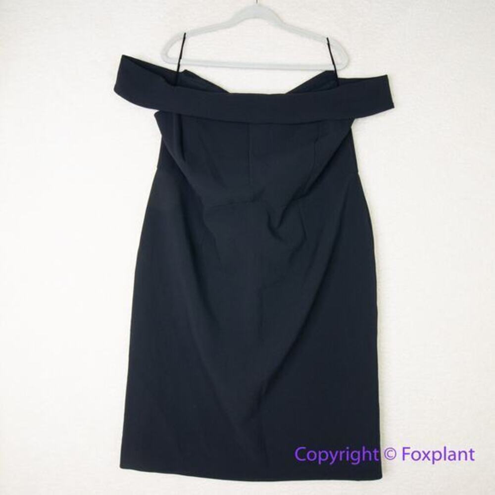 River Island women's black off shoulder sheath dress ruffle back, size 24